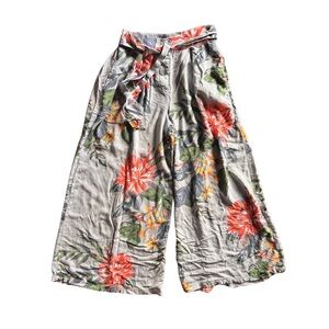 Patrons of Peace wide leg floral trousers, adjustable belt, S